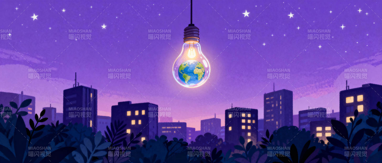 地球灯照亮城市夜图片