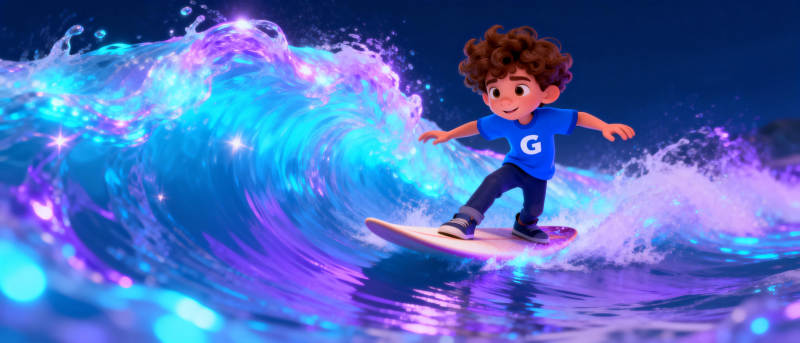 炫彩冲浪少年图片