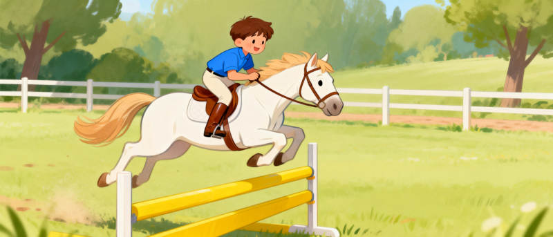 少年骑马跃栏图片