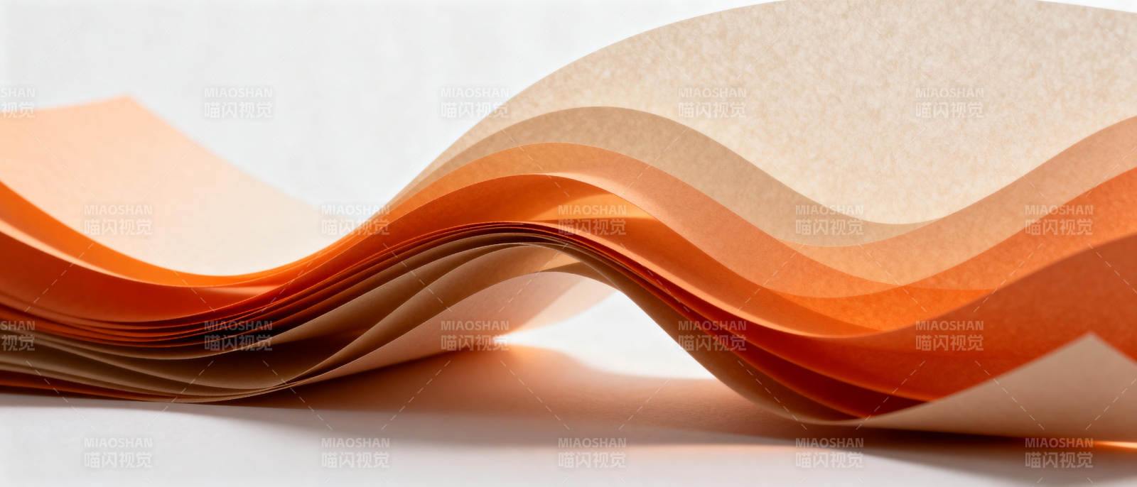 橙色波浪纸艺图片