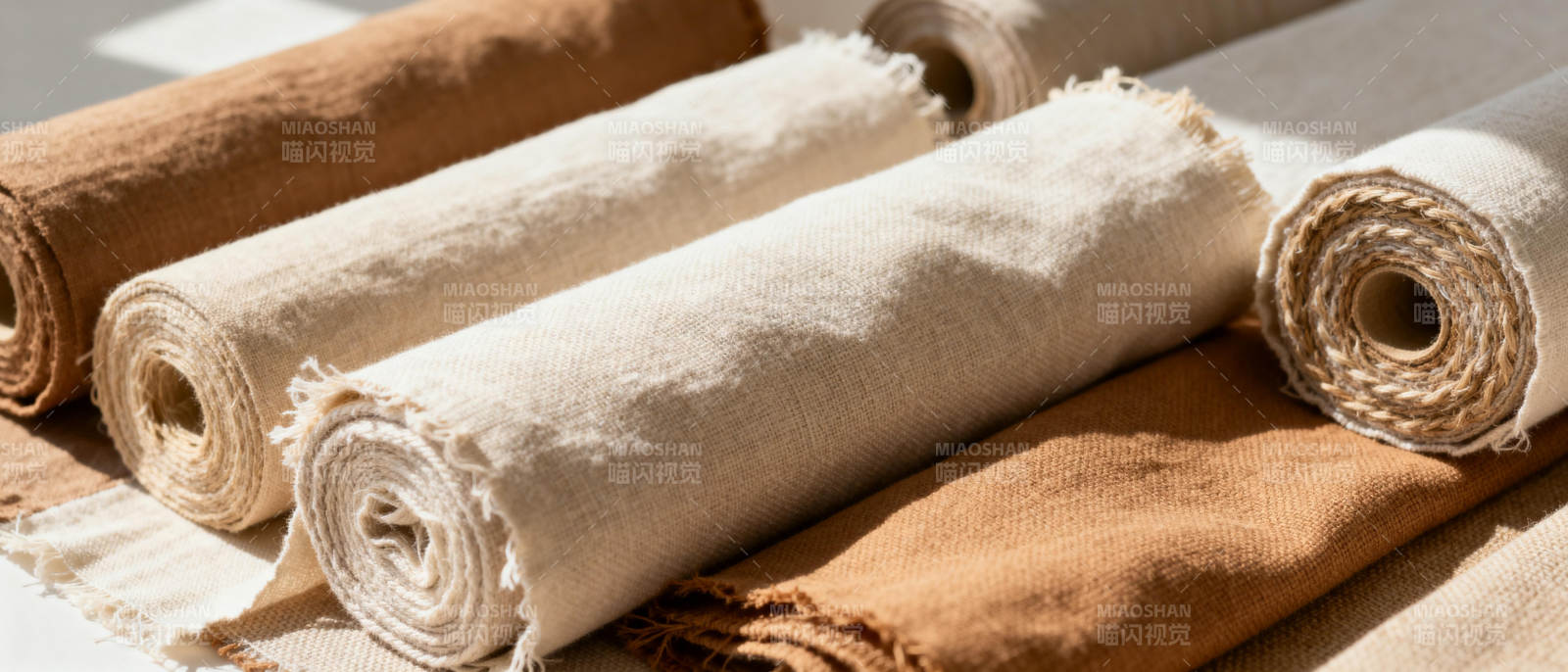天然布料卷图片
