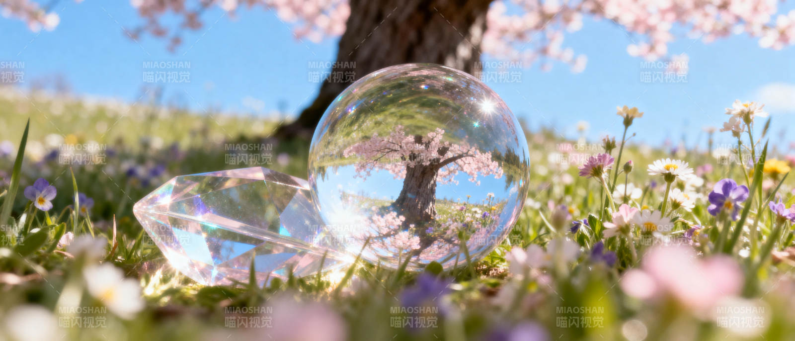 樱花镜中映春景图片