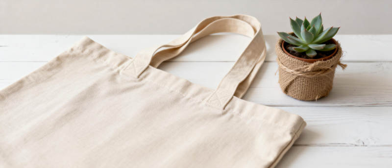 简约帆布包与多肉植物图片