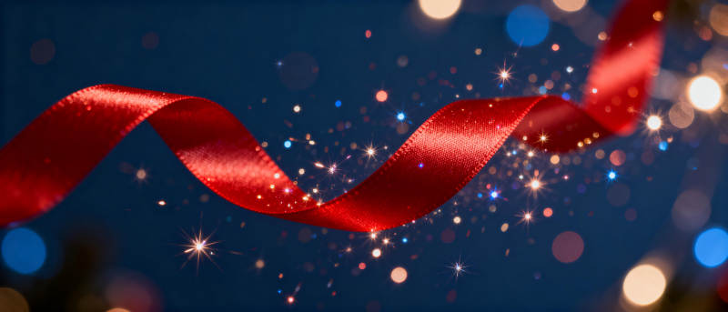 璀璨红丝带图片