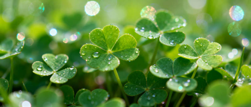 露珠点缀四叶草图片