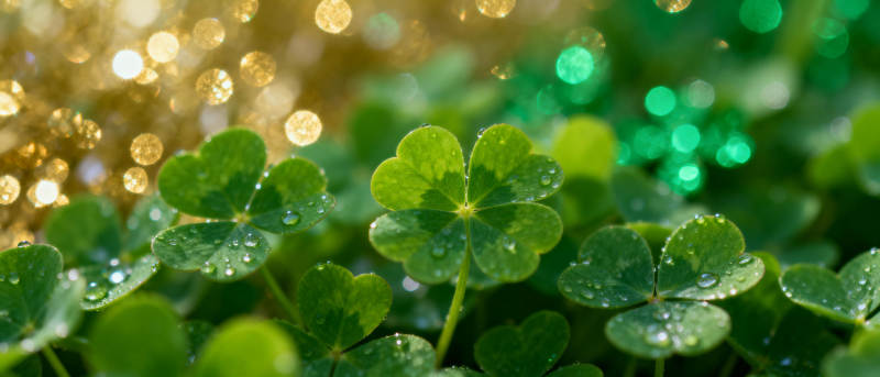 四叶草与露珠图片