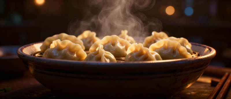 热腾腾的蒸饺图片