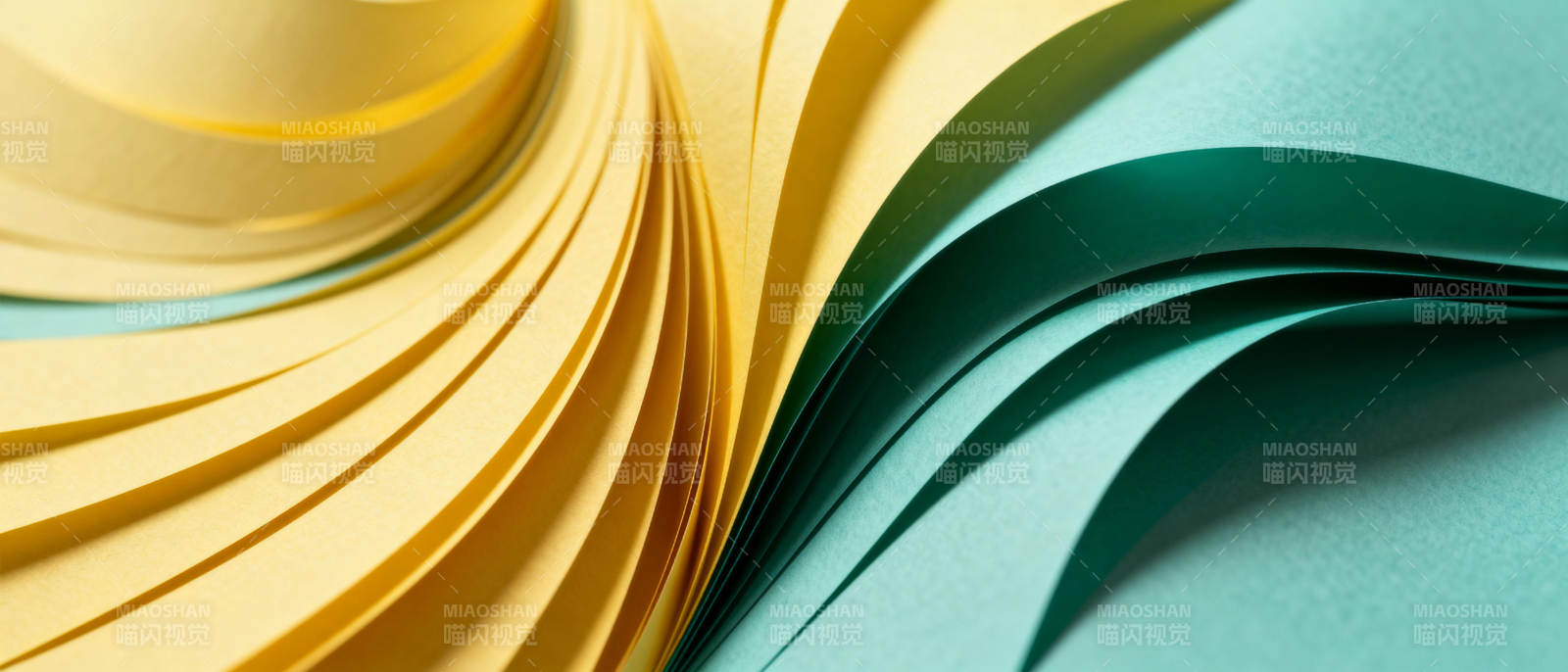 黄绿纸艺波浪图片