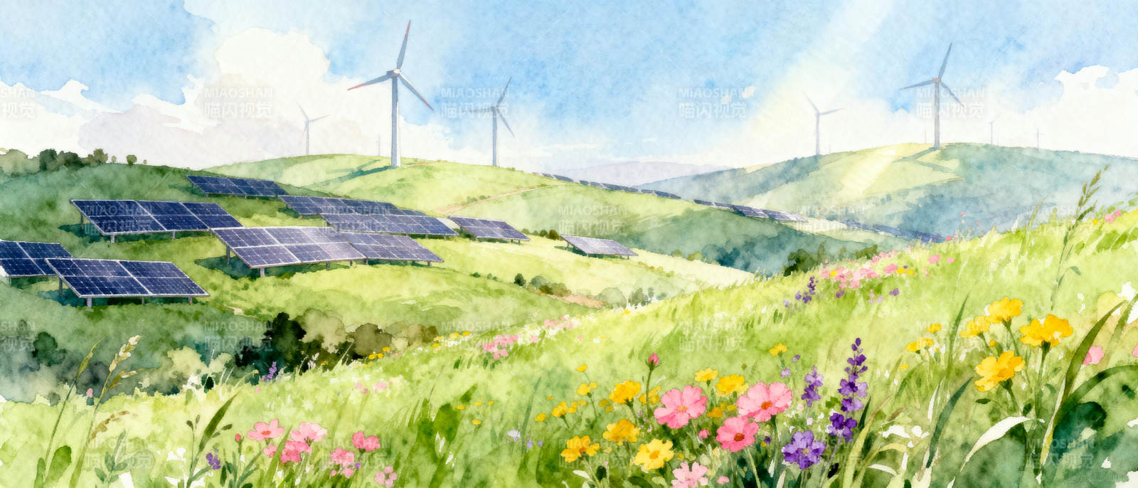 绿野风光 风能与光伏共舞图片