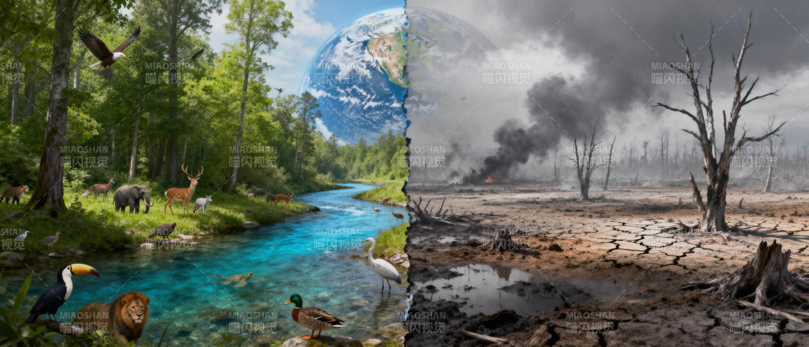 生态变迁对比图图片