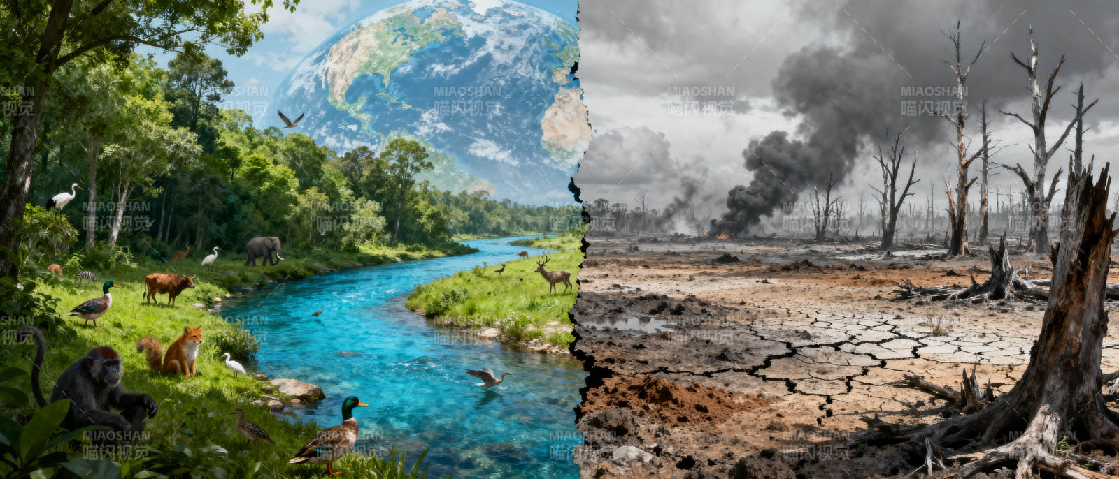 生态变迁对比图片