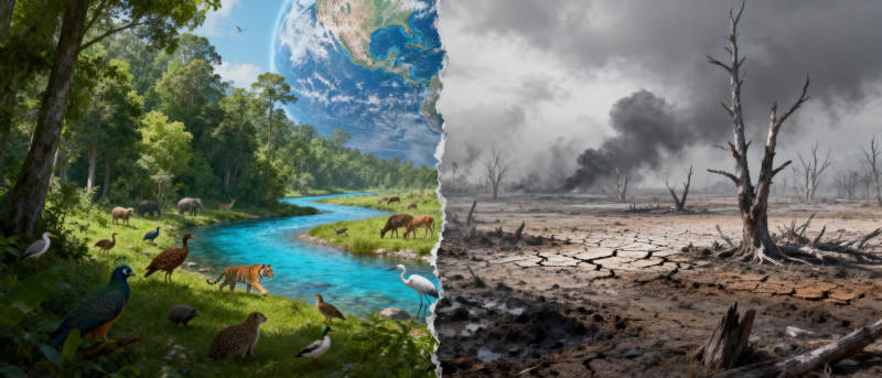 生态对比 生机与荒芜图片