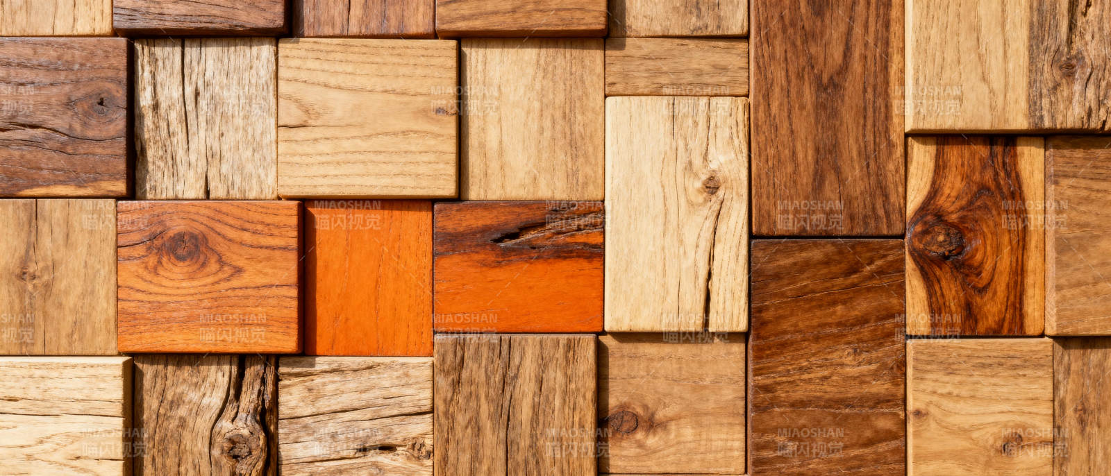 木质拼贴艺术墙图片