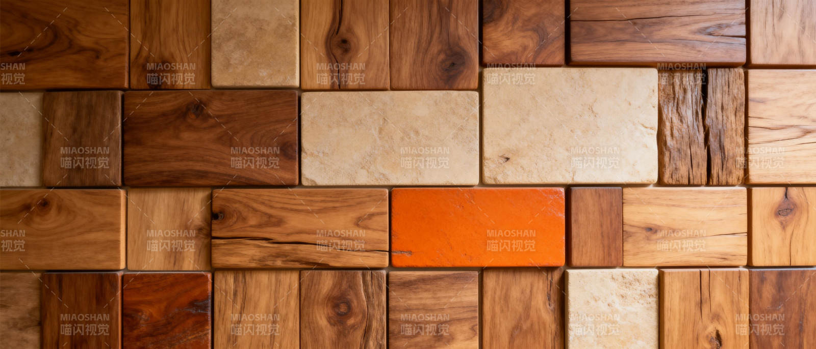 木质拼贴艺术墙图片