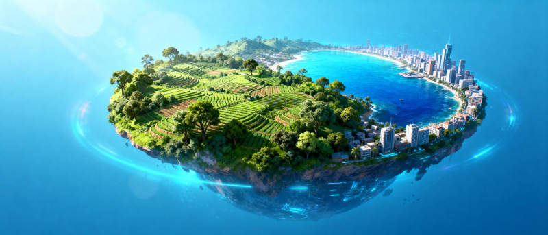 悬浮绿洲城市图片