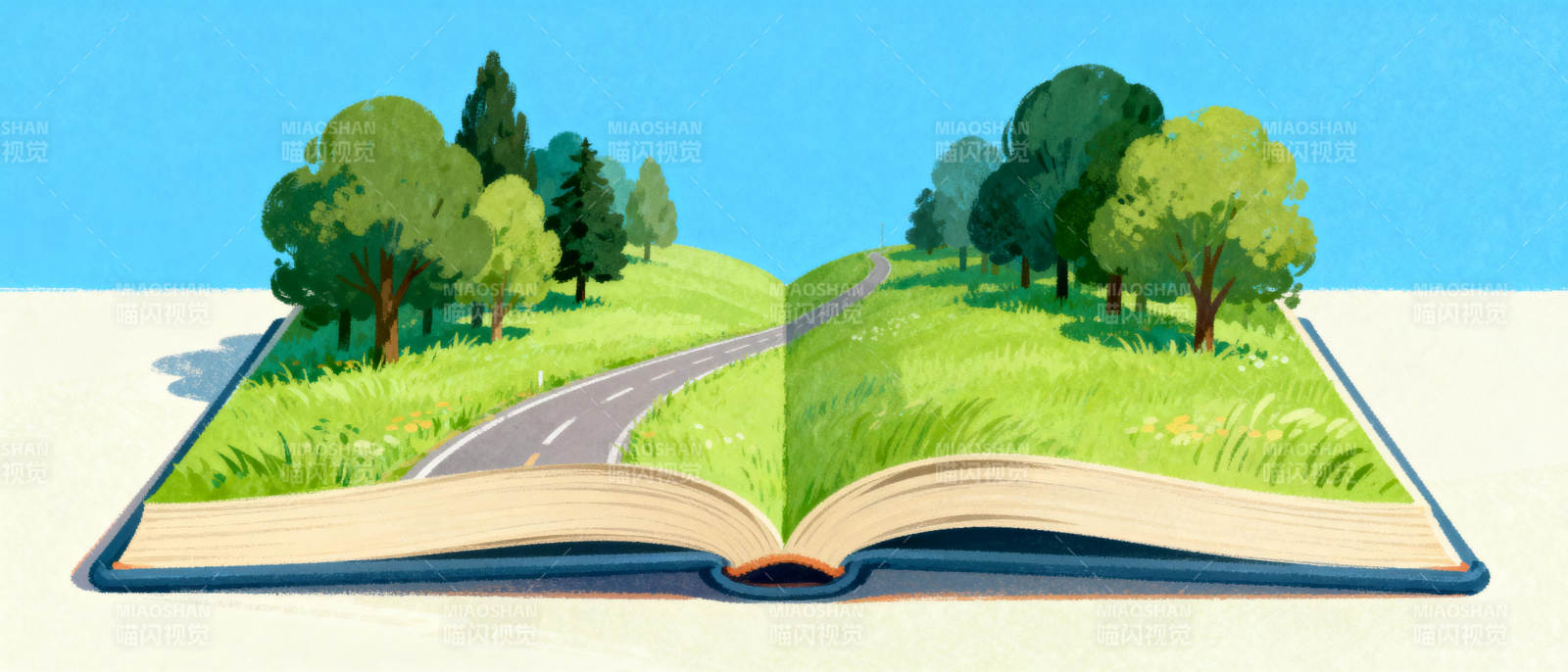 书页间的绿色世界图片