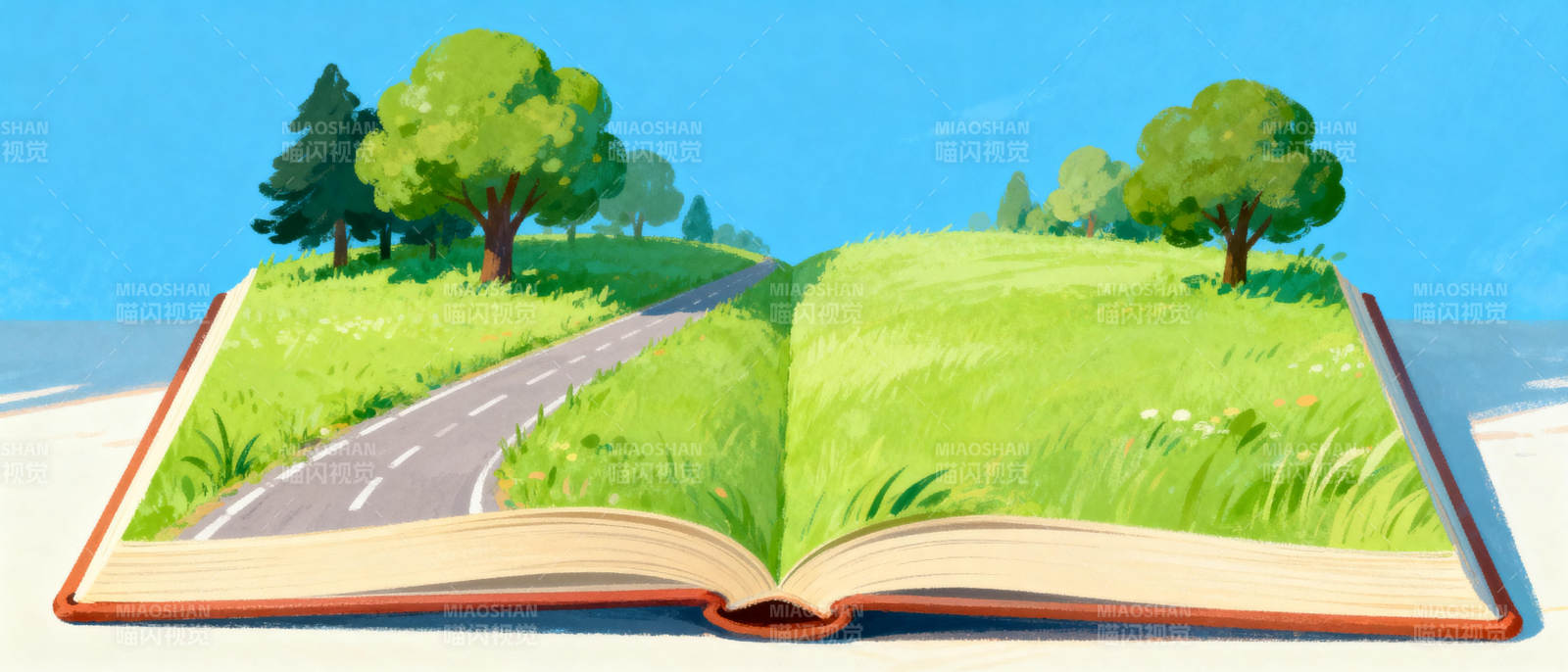 书页间的绿色小径图片