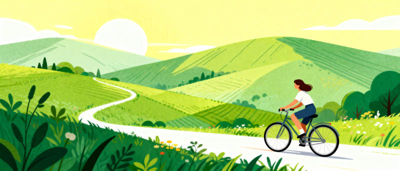 骑行绿野间图片