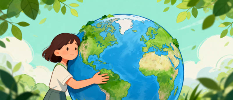 拥抱地球的小女孩图片