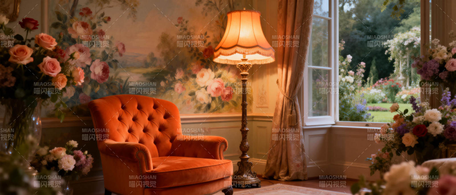 温馨花房角落图片