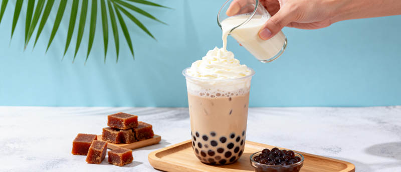 珍珠奶茶制作中图片