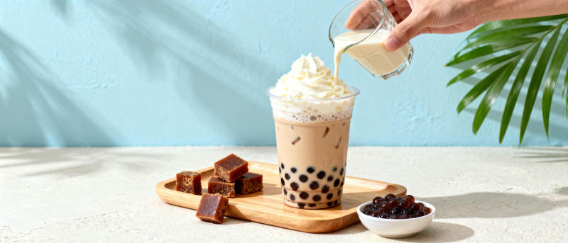 珍珠奶茶制作中图片