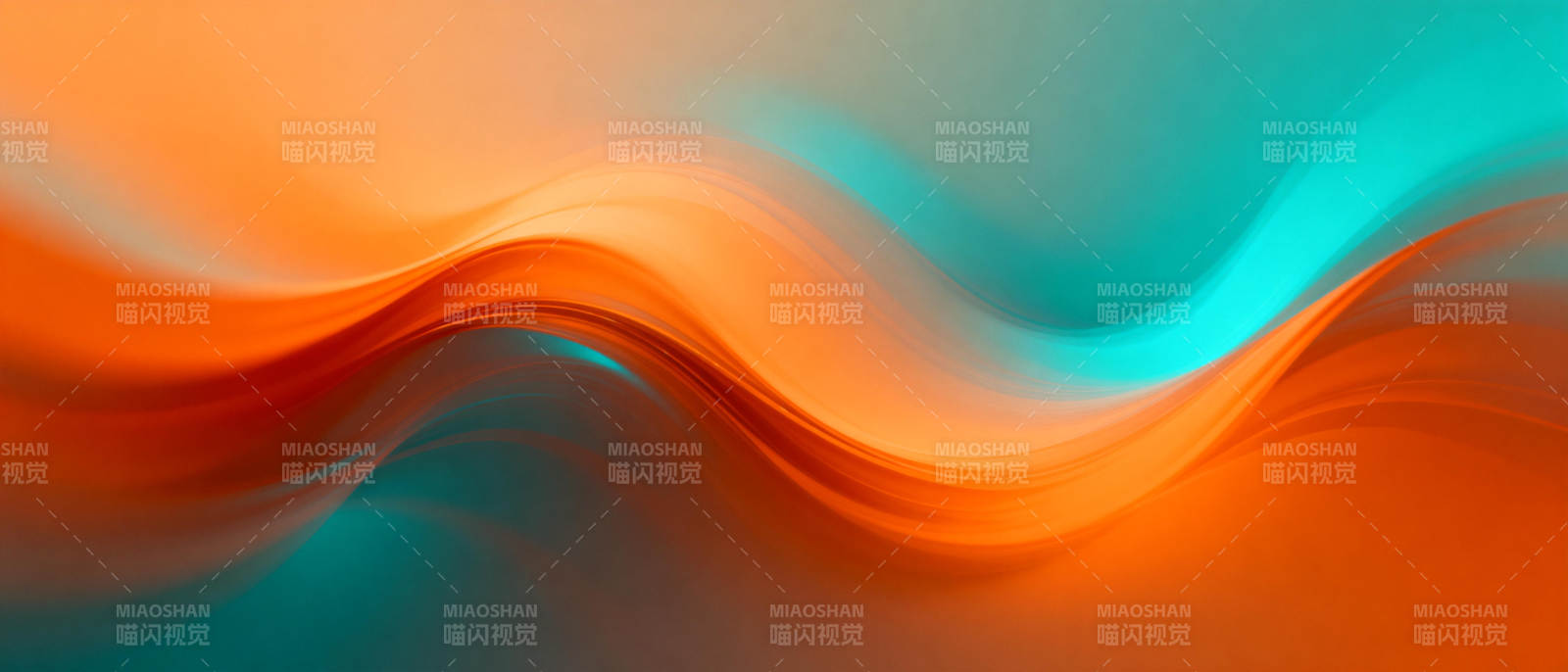 橙蓝波浪交织图片