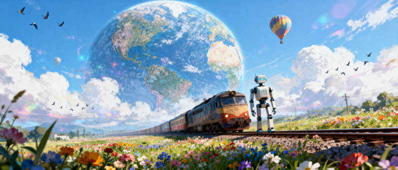 地球列车与机器人图片