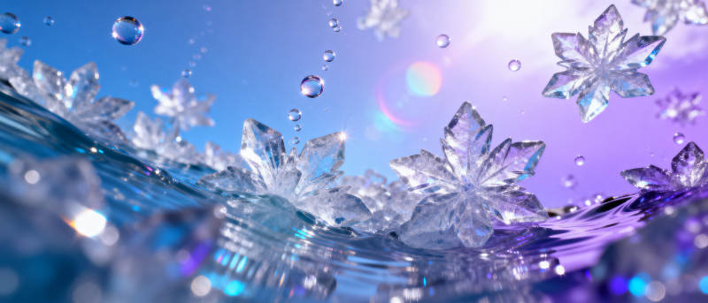 晶莹雪花水滴图片