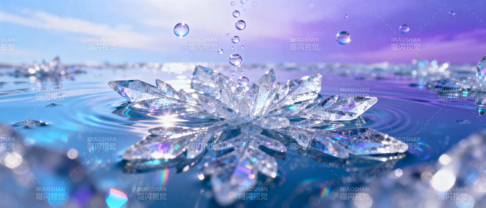 晶莹雪花水滴图片