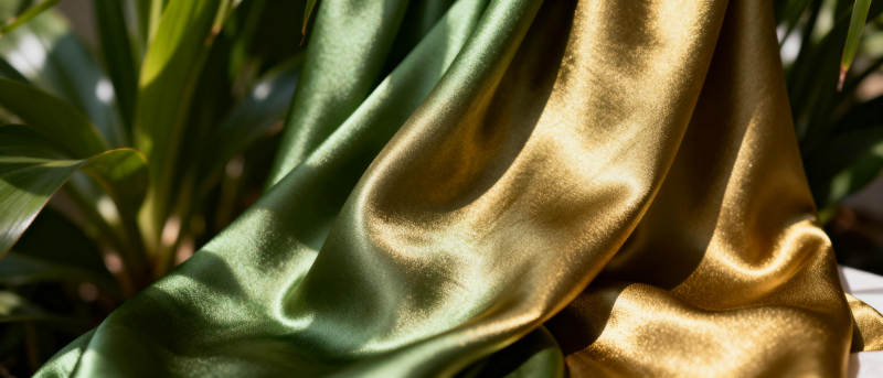 金绿绸缎映叶影图片