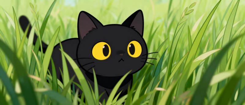 黑猫草丛中探头图片
