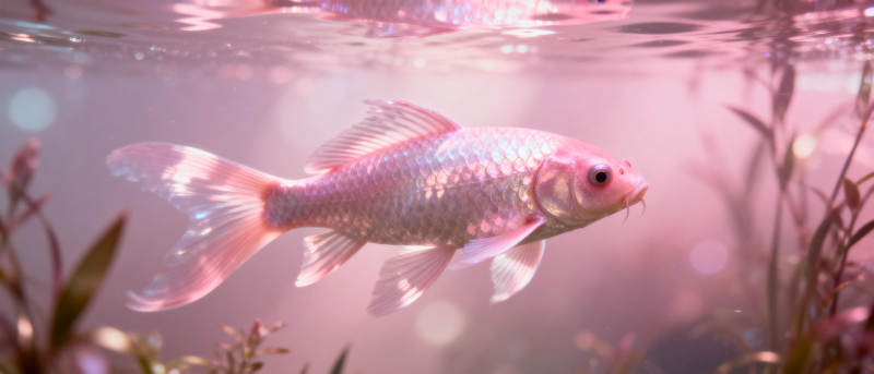 粉红锦鲤游水间图片
