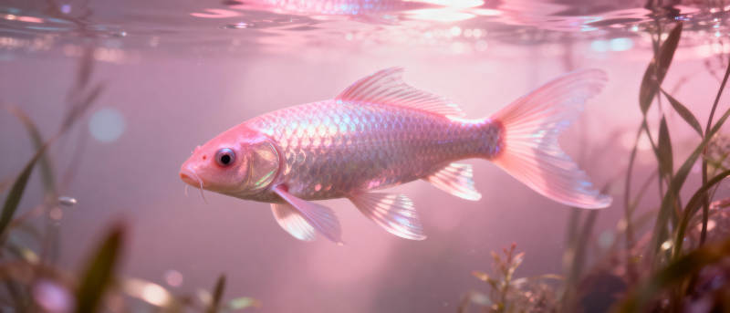 粉红锦鲤游水间图片