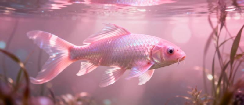 粉红锦鲤游水间图片