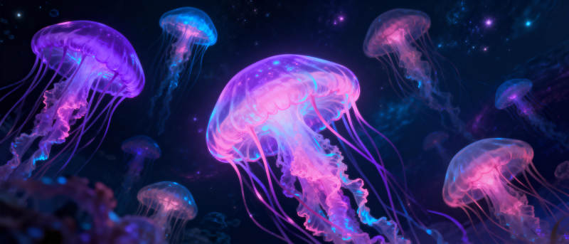 梦幻水母夜光舞图片