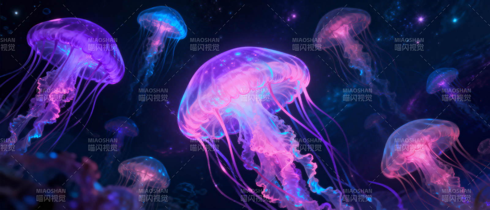 梦幻水母夜光舞图片