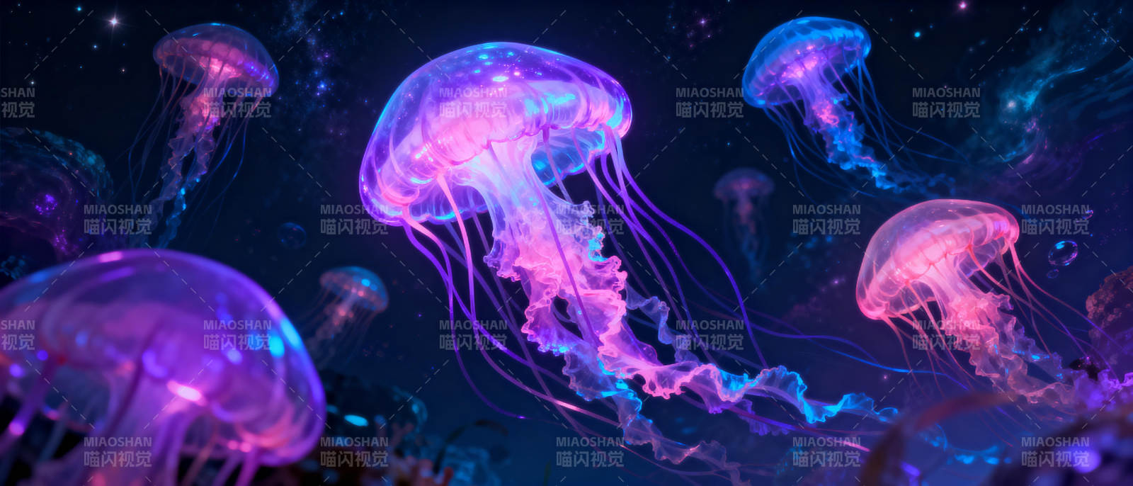 梦幻水母夜光舞图片
