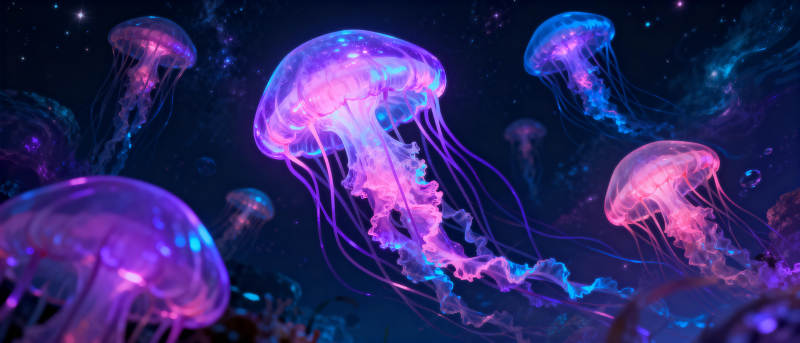 梦幻水母夜光舞图片