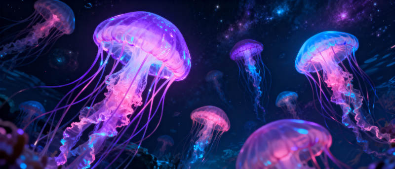 梦幻水母夜光舞图片