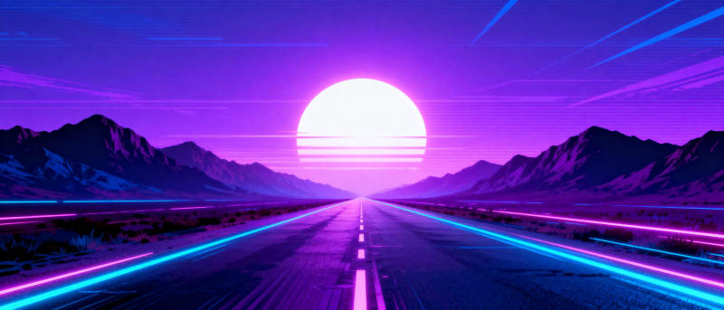 霓虹公路日落图片