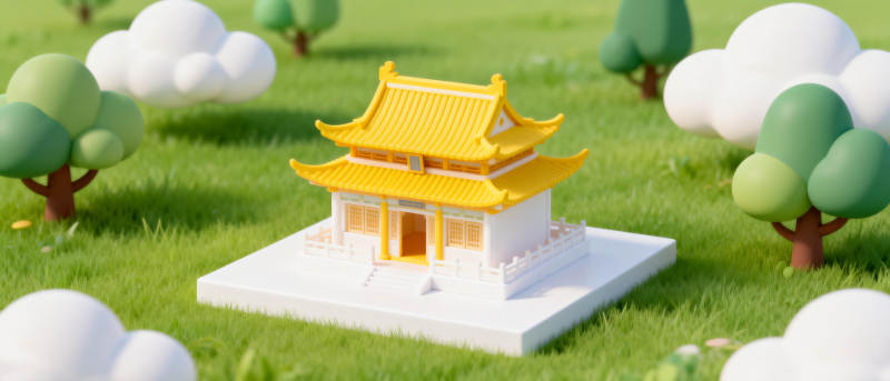 中式小屋花园景图片