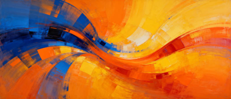 橙蓝交织的流动艺术图片