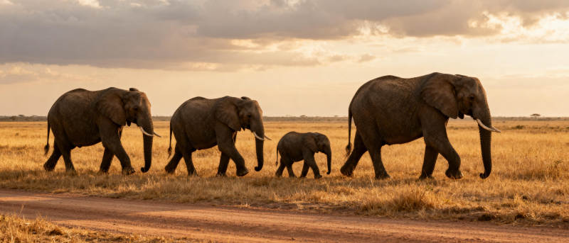 象群行进草原图片