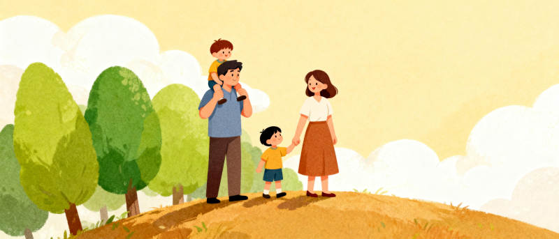 温馨家庭郊游图图片