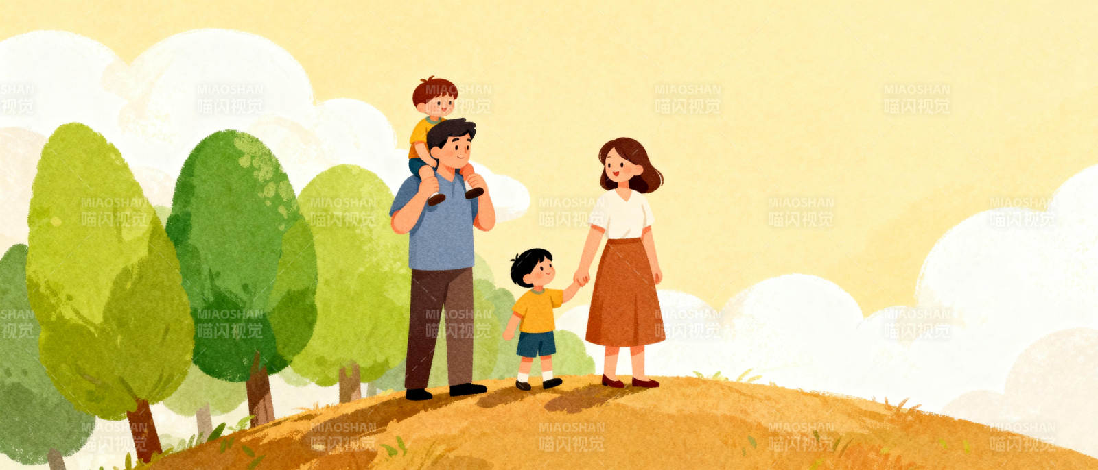 温馨家庭郊游图图片