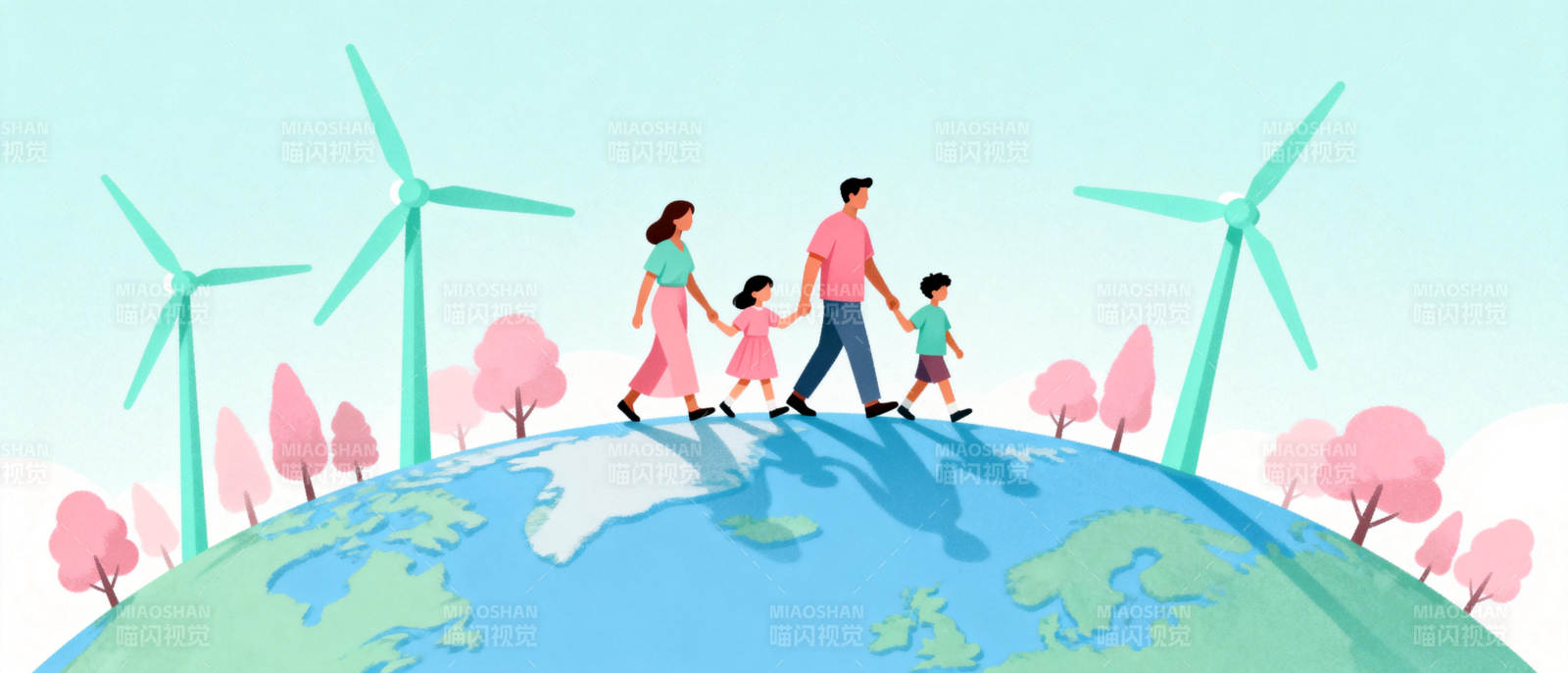 绿色地球 幸福一家图片