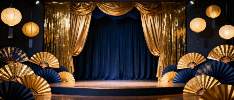 金色帷幕舞台图片