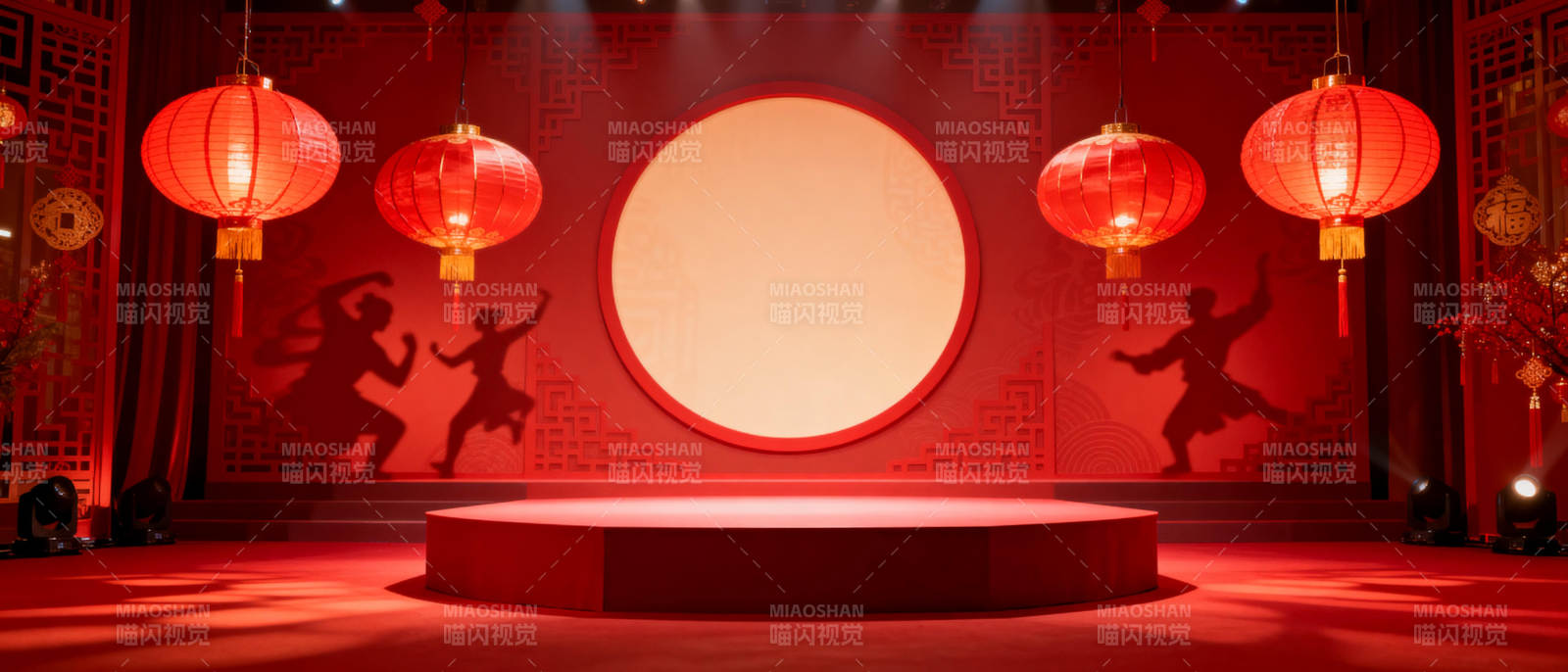 红灯映影舞春晖图片