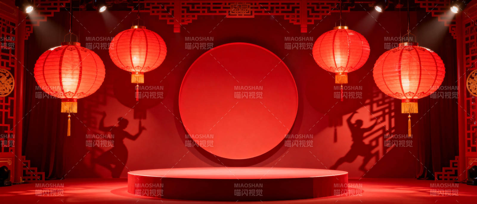 红灯映影舞台图片